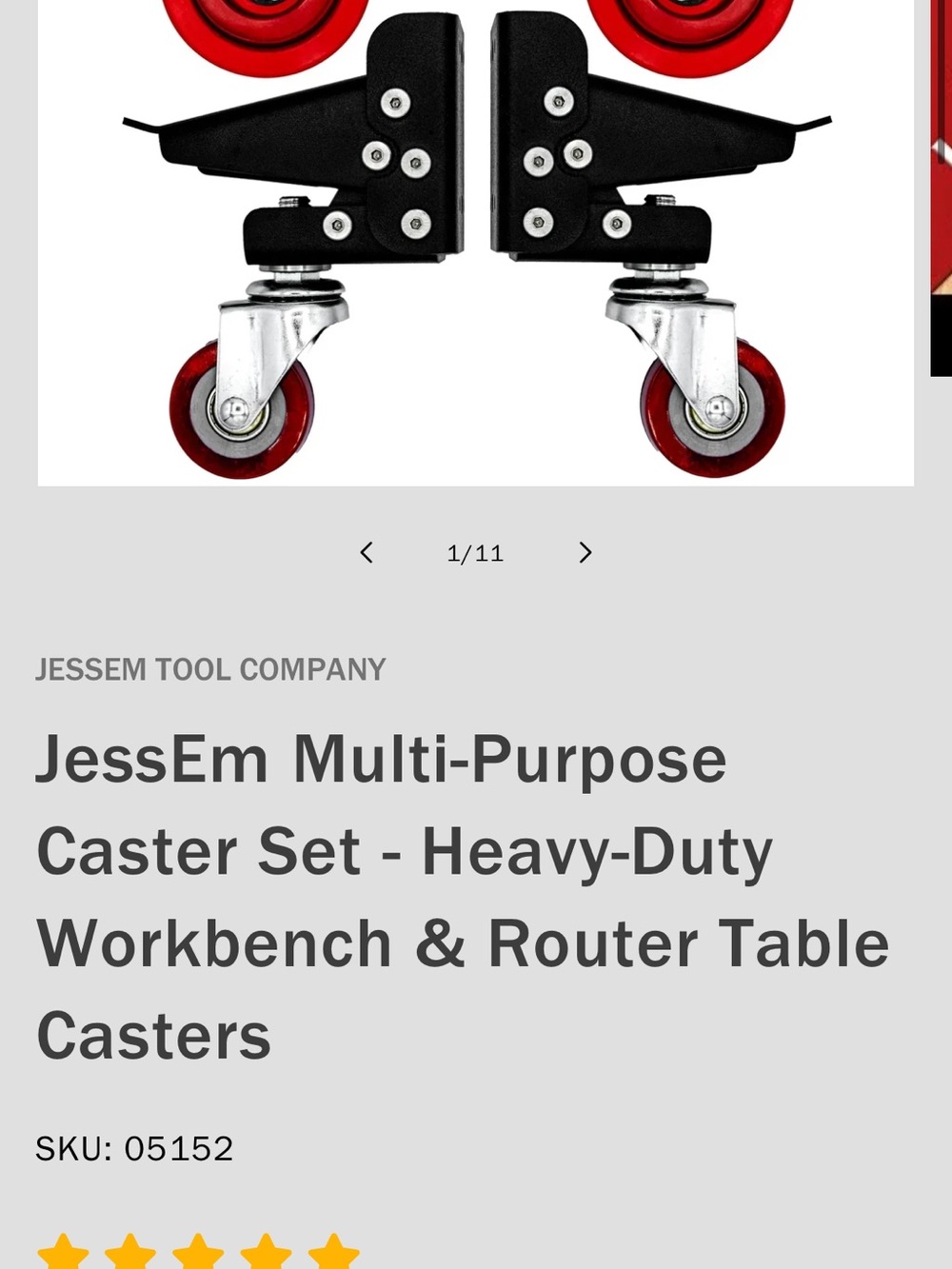JessEm Multi-Purpose Caster Set - Black Brackets with Red Wheels